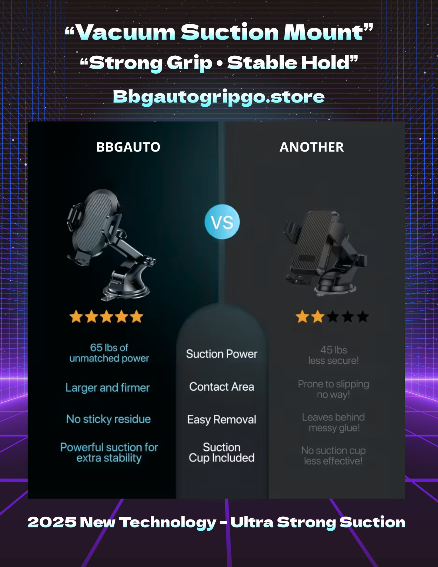 3-in-1 Vacuum Suction Car Phone Mount