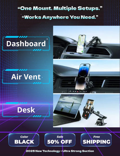 2-in-1 Vacuum Suction Car Phone Mount