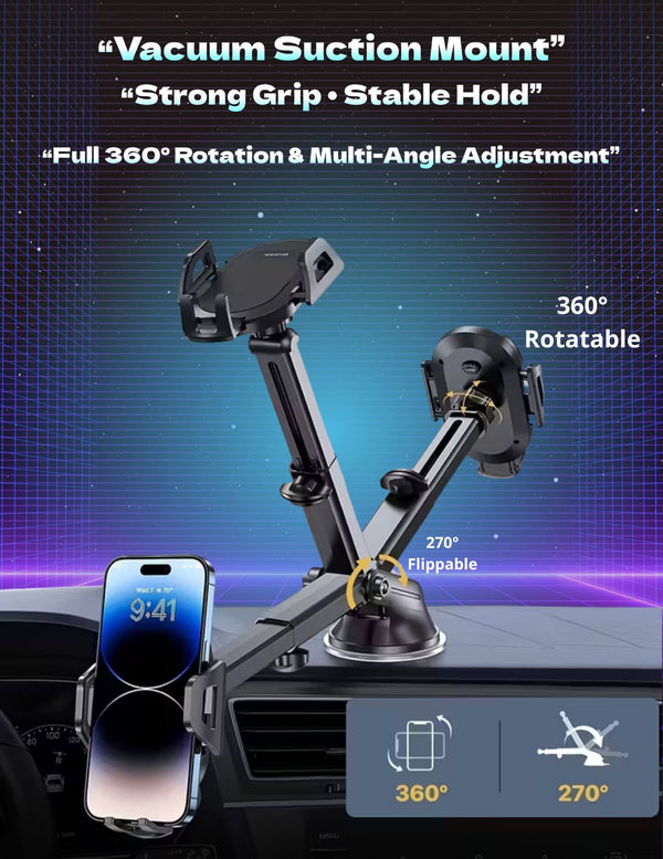 2-in-1 Vacuum Suction Car Phone Mount hover